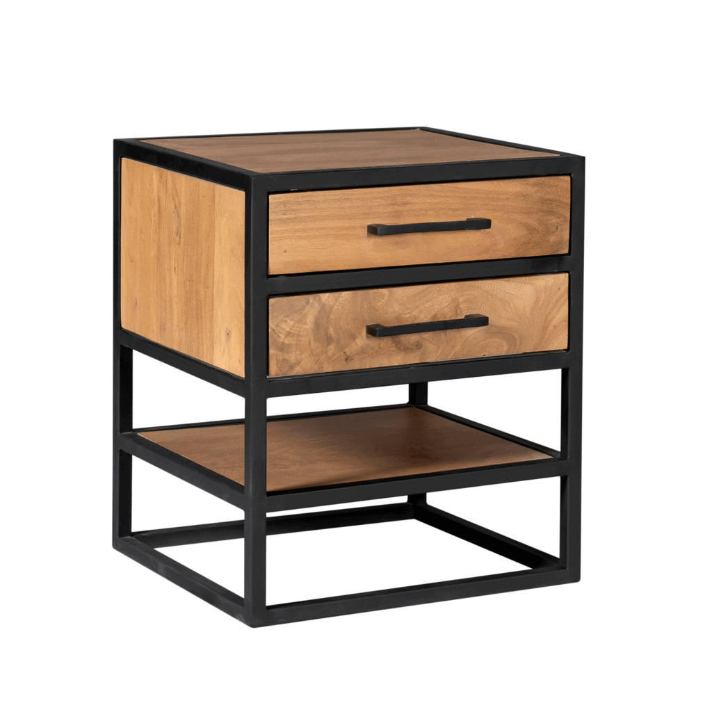 Bijzettafel/nachtkastje Denver | Mangohout en metaal - Afbeelding 4