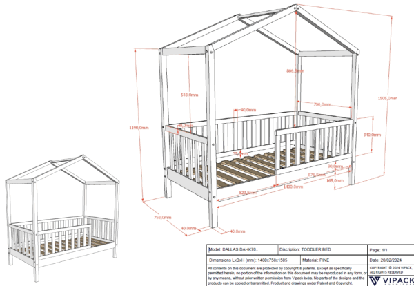 DALLAS JUNIOR BED 70x140 ANTRACIET - Afbeelding 4