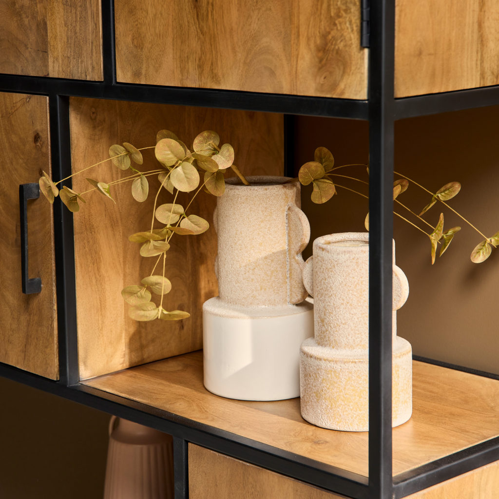 Vakkenkast Denver | Mangohout en staal | 90 cm - Afbeelding 4