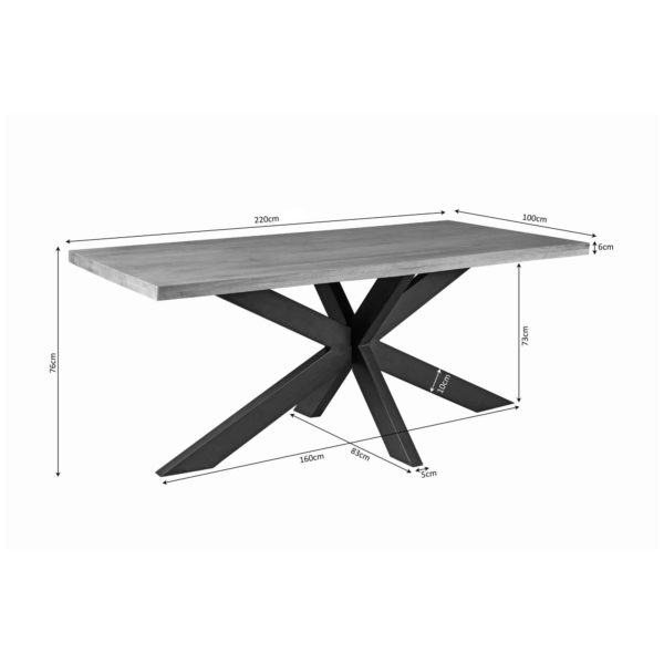 Eetkamertafel Denver | Rechthoek matrixpoot | 220 cm - Afbeelding 4