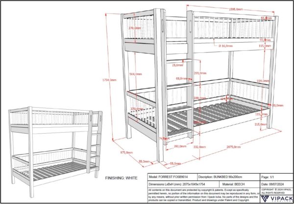 FORREST BEECH stapelbed met rolbed - Afbeelding 4