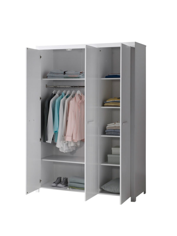 Praktisch babybed met commode, verzorgingstafel, en kledingkast met drie deuren - Afbeelding 4
