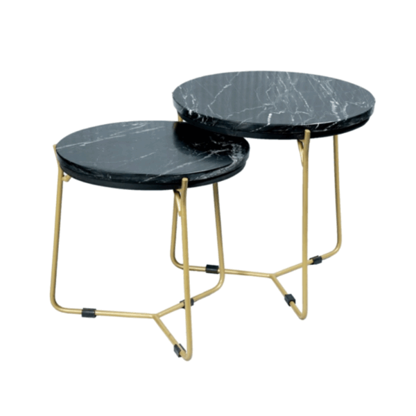 Salontafel set Caly | Zwart marmer 50-40 cm - Afbeelding 4