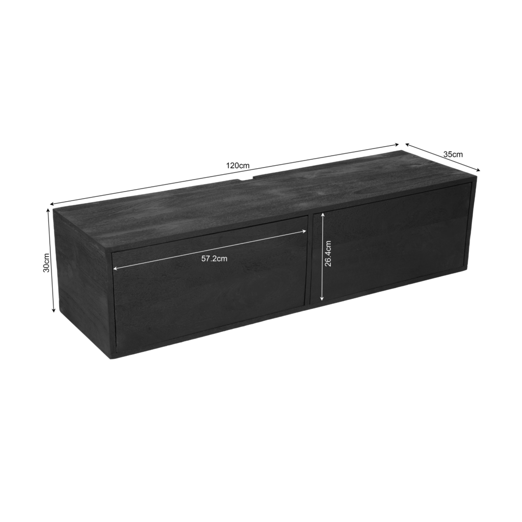 Zwevend tv meubel Vision Black | 120 cm - Afbeelding 4