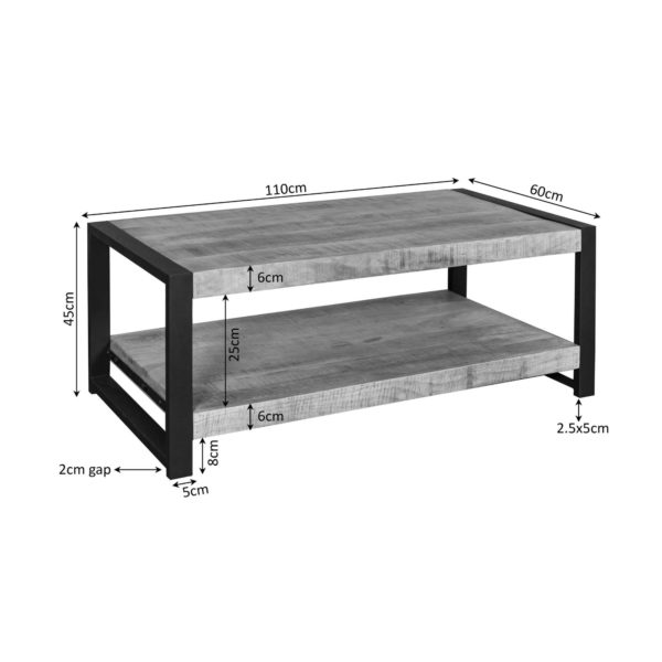Salontafel Boaz met onderblad | 110 cm - Afbeelding 5