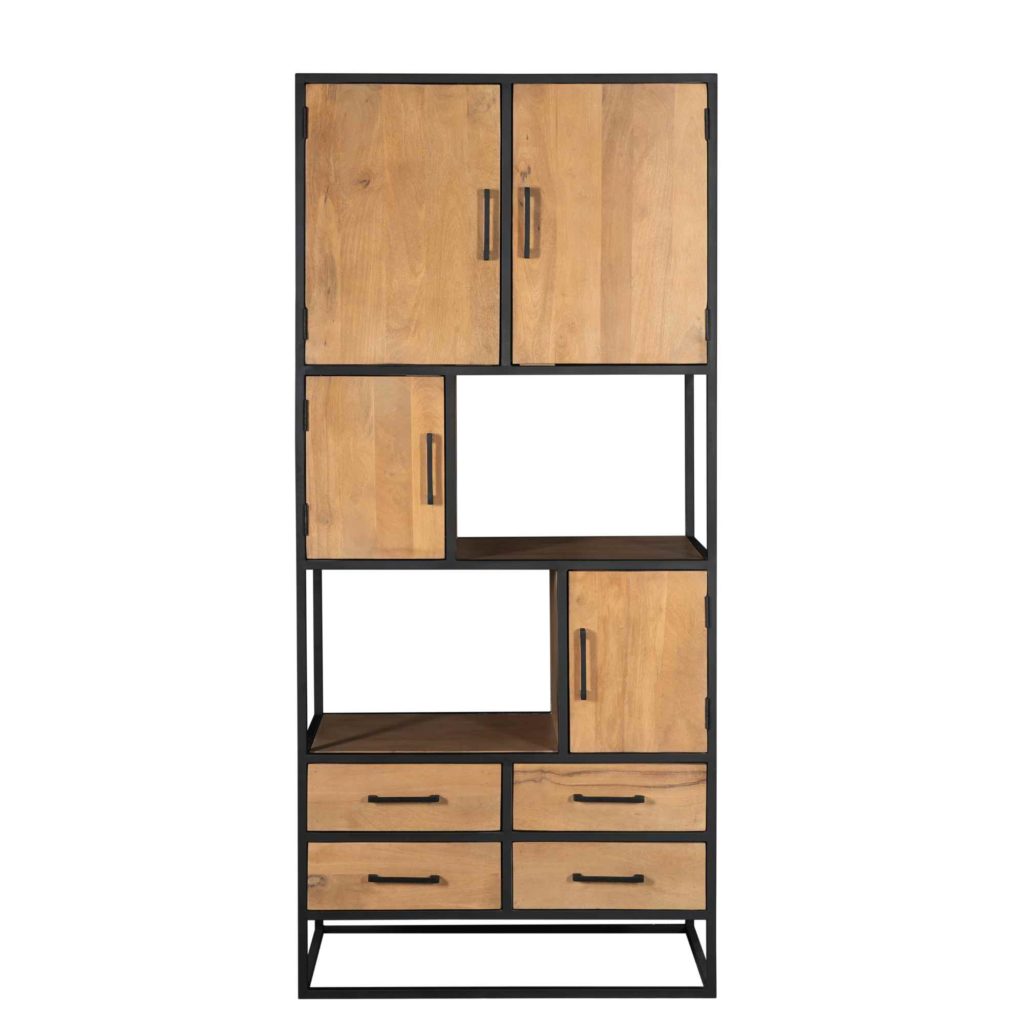 Vakkenkast Denver | Mangohout en staal | 90 cm - Afbeelding 5