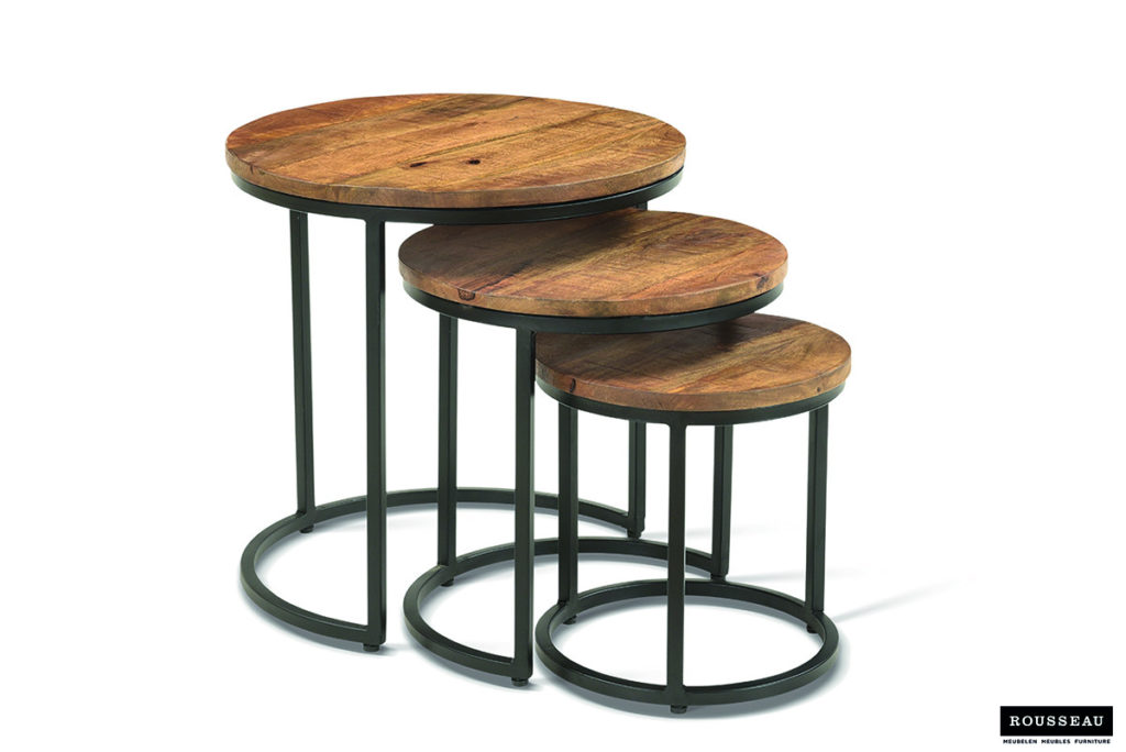 Bijzettafel 'Plano' 3-delig Mango hout - Afbeelding 5