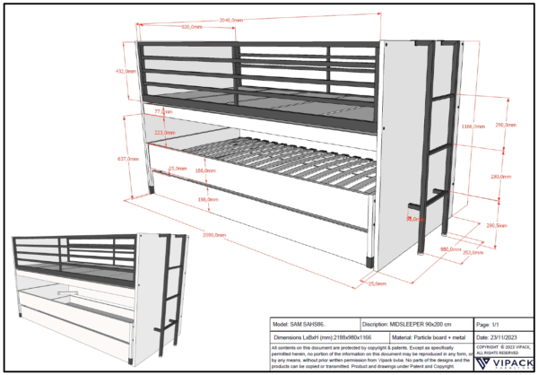 SAM MIDSLEEPER WIT - Afbeelding 5