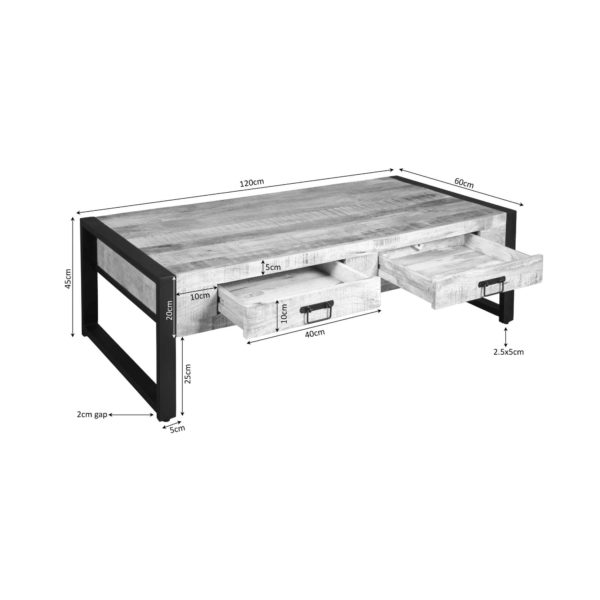 Salontafel Boaz met 2 lades | 120 cm - Afbeelding 6