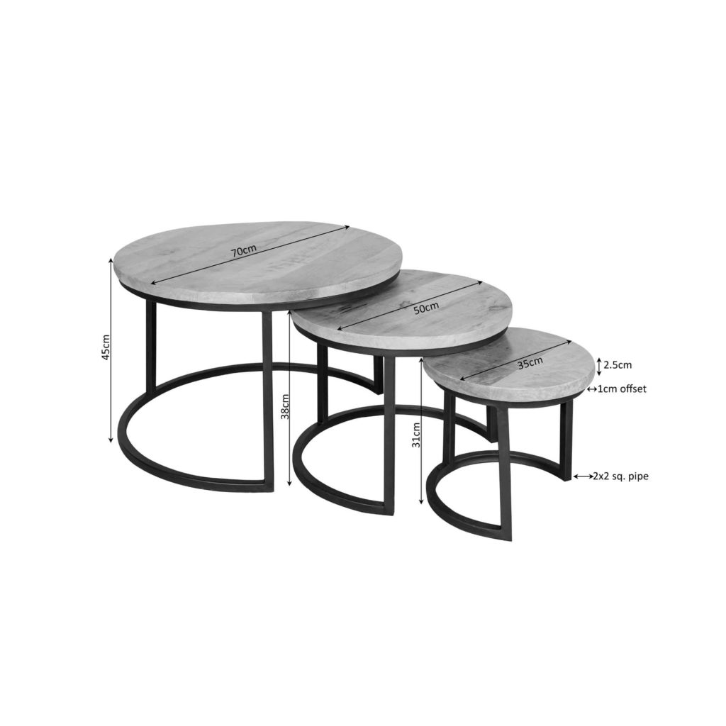 Salontafel Denver | Set van 3 | Rond - Afbeelding 6
