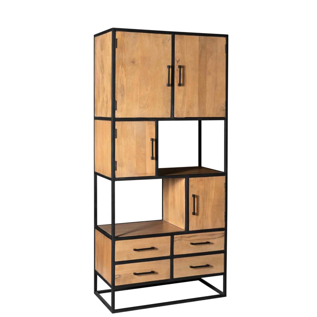 Vakkenkast Denver | Mangohout en staal | 90 cm - Afbeelding 6