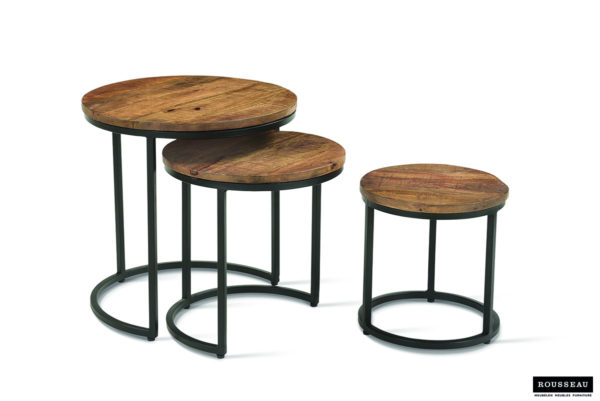 Bijzettafel 'Plano' 3-delig Mango hout - Afbeelding 6