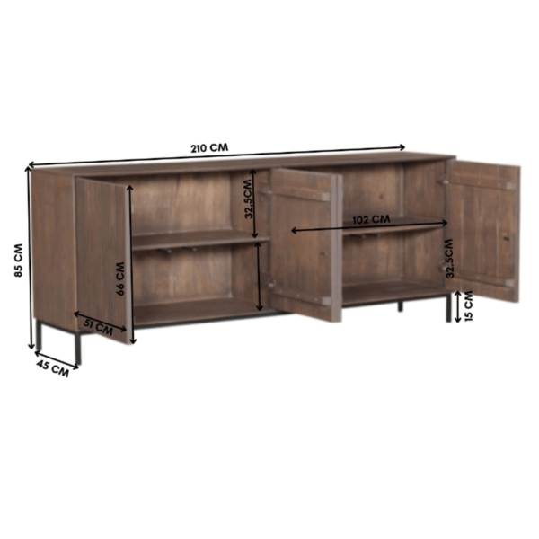 Dressoir Madison Walnoot  | 210 cm - Afbeelding 6