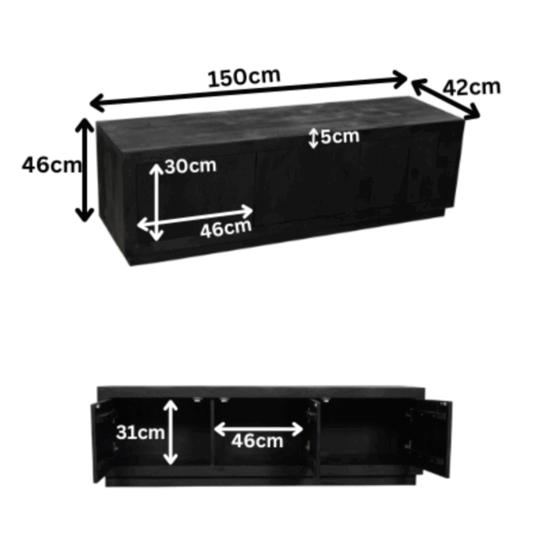 Tv meubel Brussel Black | 150 cm - Afbeelding 6