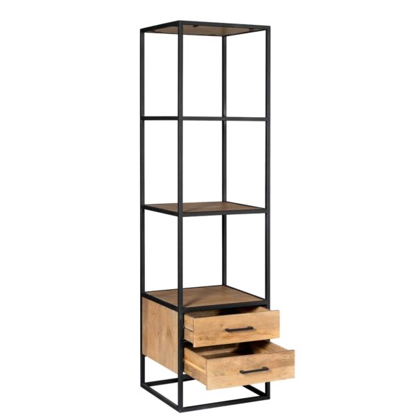 Boekenkast Denver | Mangohout en staal | 2 lades - Afbeelding 6