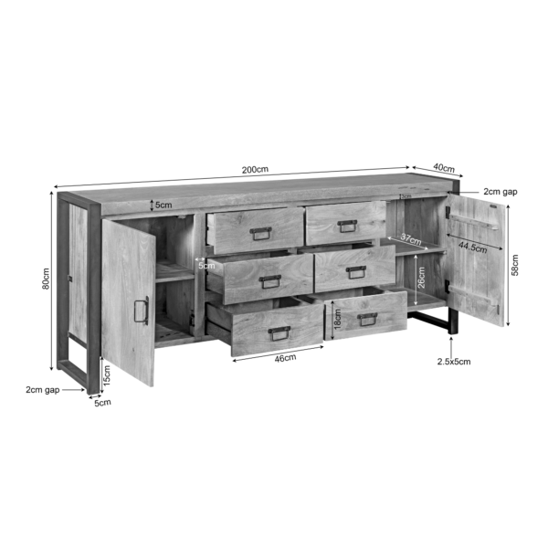 Dressoir Boaz 200 cm - Afbeelding 7