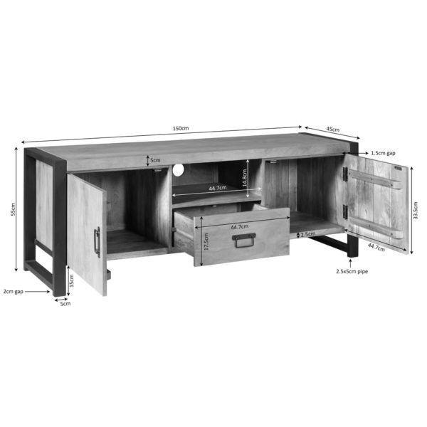 Tv meubel Boaz 150 cm | Twee deuren en een lade - Afbeelding 7