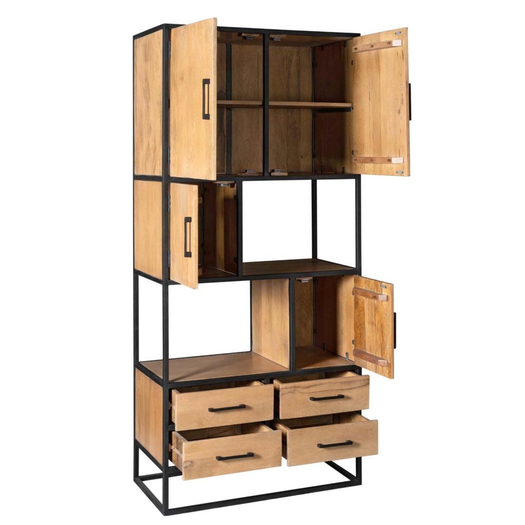 Vakkenkast Denver | Mangohout en staal | 90 cm - Afbeelding 7