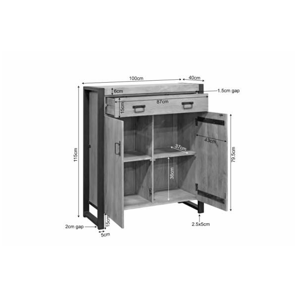 Kabinet kast Boaz | 100 cm - Afbeelding 7