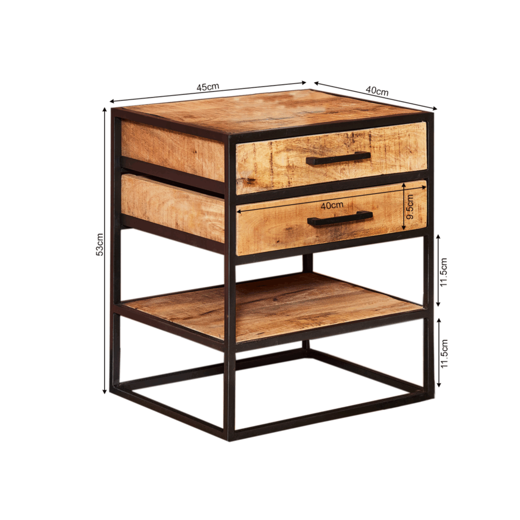 Bijzettafel/nachtkastje Denver | Mangohout en metaal - Afbeelding 7