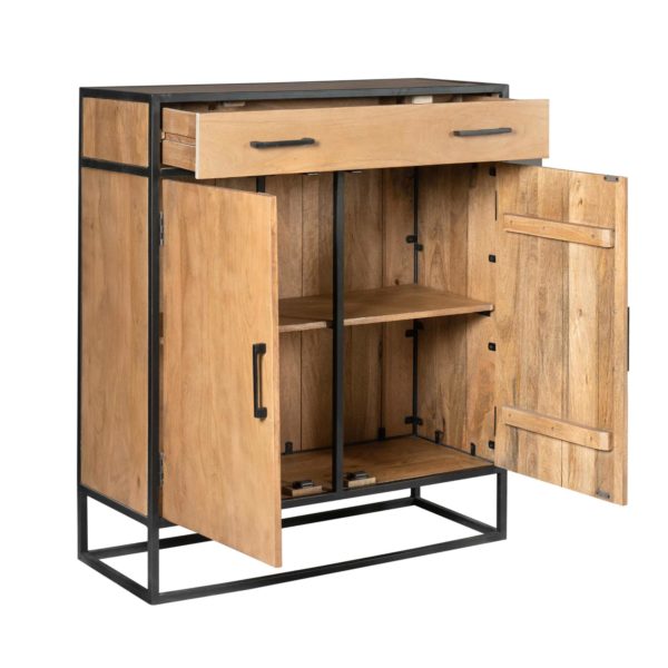 Kabinet kast Denver | Mangohout en staal | 100 cm - Afbeelding 7