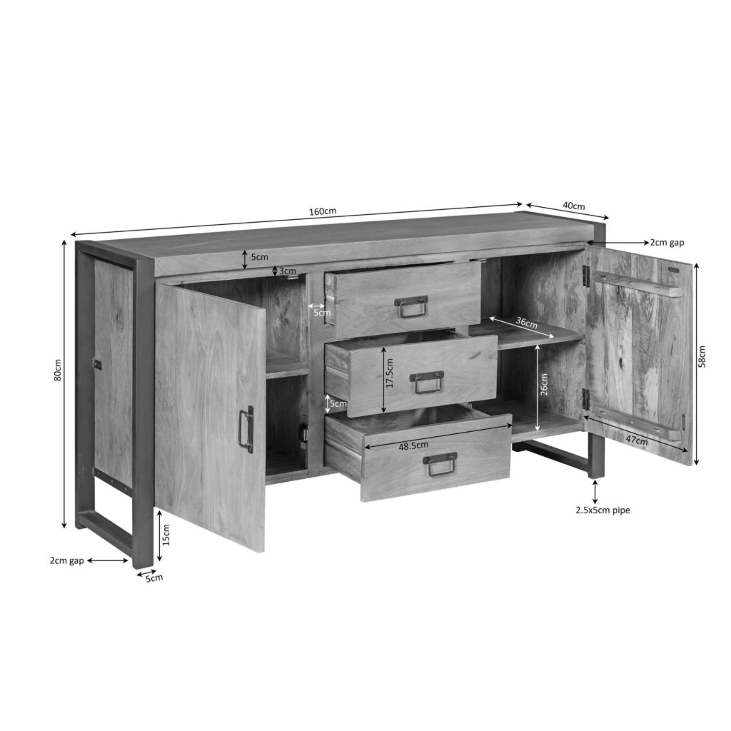Dressoir Boaz 160 cm - Afbeelding 7