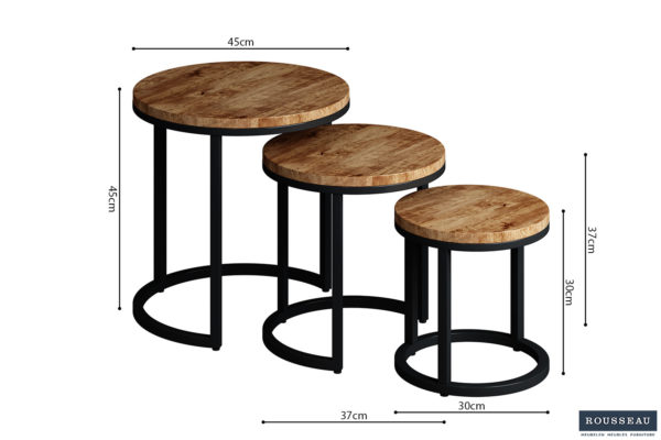 Bijzettafel 'Plano' 3-delig Mango hout - Afbeelding 8