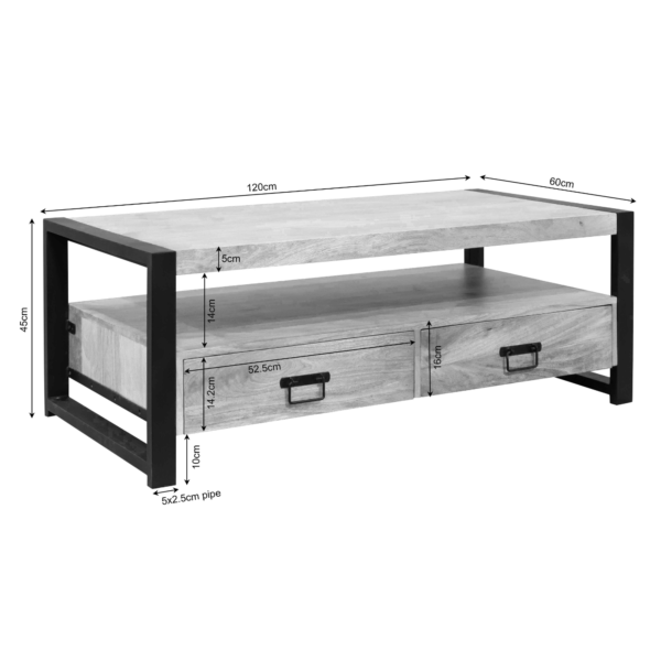 Salontafel Boaz met 4 lades | 120 cm - Afbeelding 8
