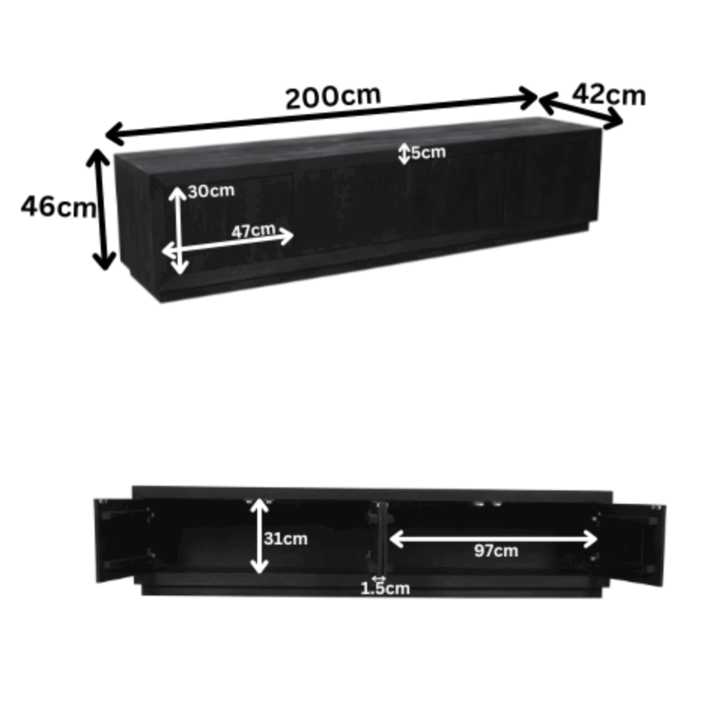 TV meubel Brussel Black | 200 cm - Afbeelding 9