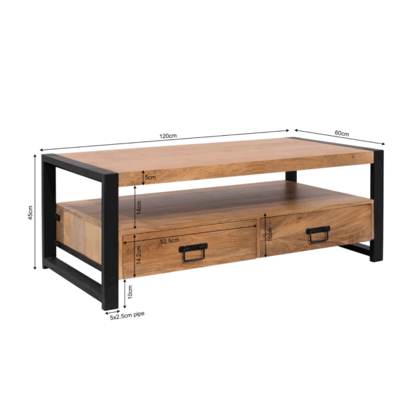 Salontafel Boaz met 4 lades | 120 cm - Afbeelding 9