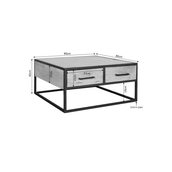 Salontafel Denver | 80x80 cm - Afbeelding 9