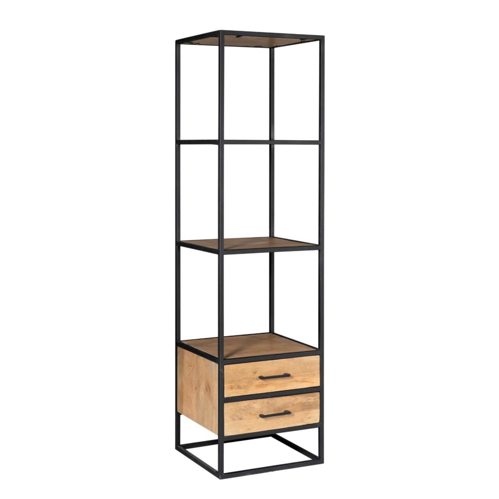 Boekenkast Denver | Mangohout en staal | 2 lades - Afbeelding 10