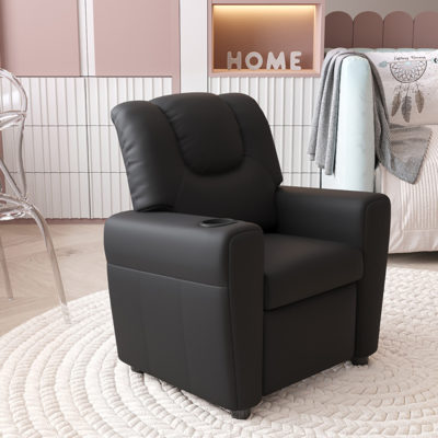 Mini-Relax fauteuil 'Renée' handmatig verstelbaar PU Zwart