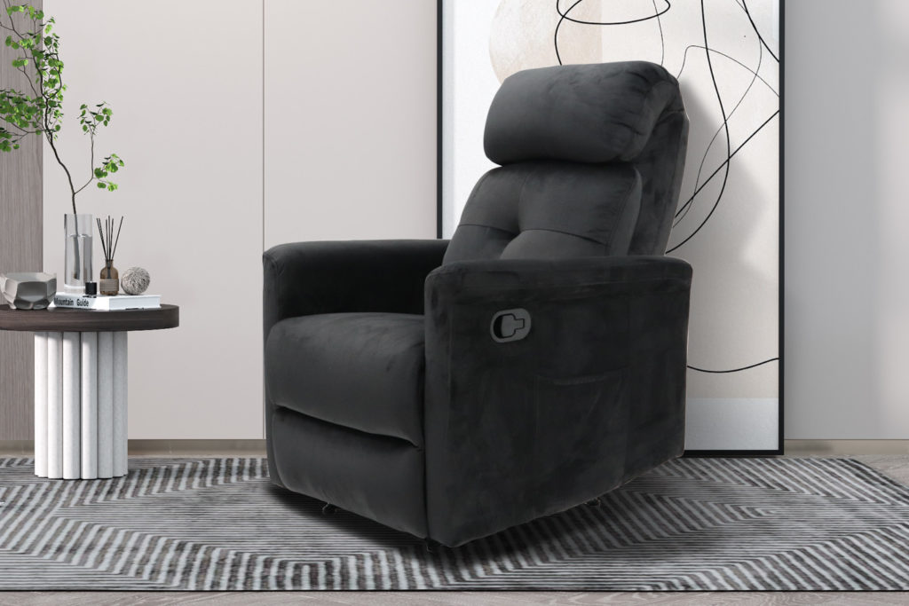 Ontspan fauteuil 'Wuhan' handmatig verstelbaar Stof Zwart