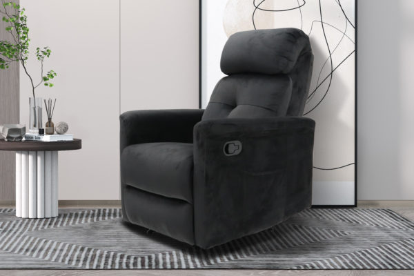 Ontspan fauteuil 'Wuhan' handmatig verstelbaar Stof Zwart