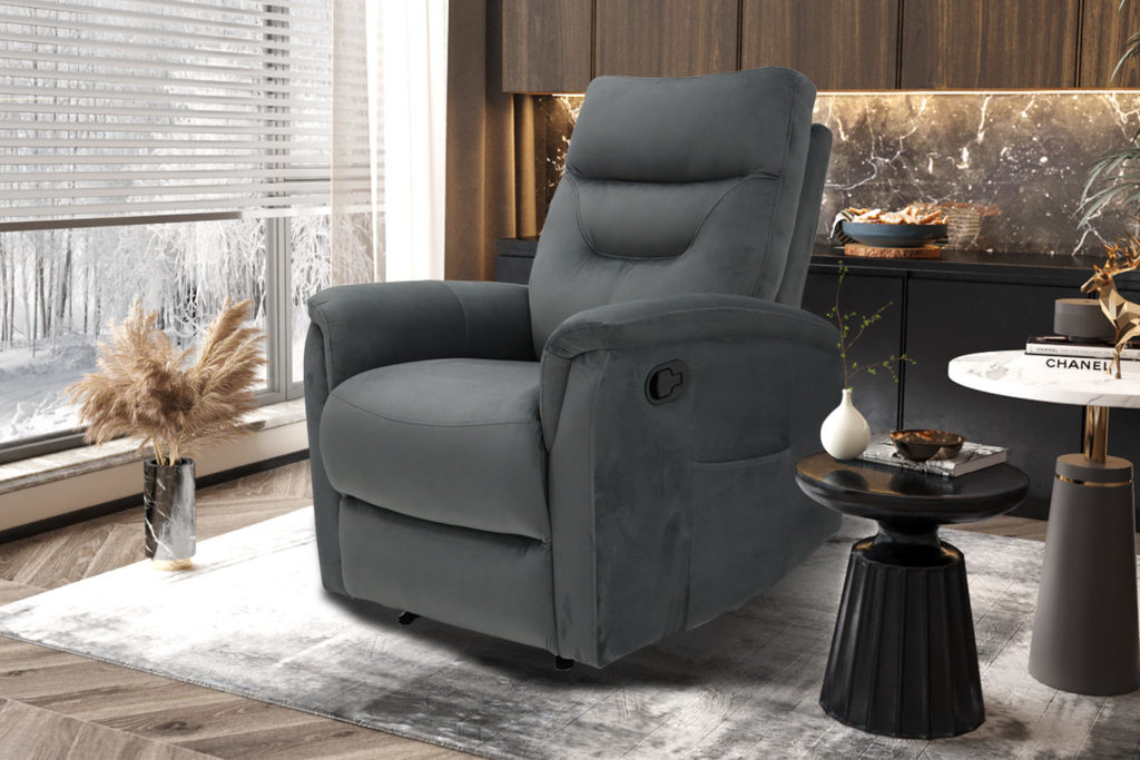Ontspan fauteuil 'Breda' handmatig verstelbaar Stof Grijs
