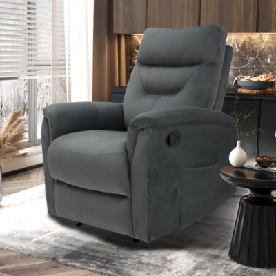 Ontspan fauteuil 'Breda' handmatig verstelbaar Stof Grijs
