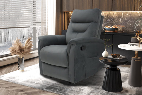 Ontspan fauteuil 'Breda' handmatig verstelbaar Stof Grijs
