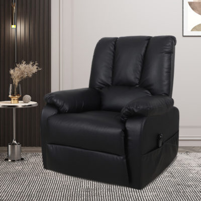 Elektrische Relaxfauteuil met lift 'Osaka' PU Zwart