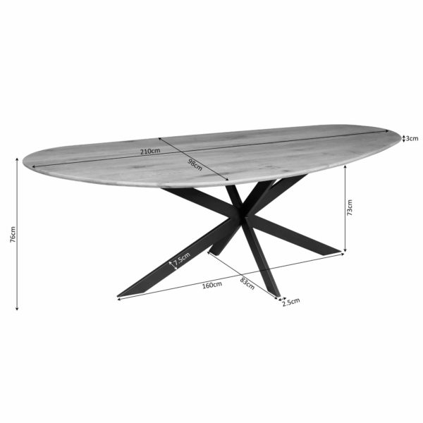 Eettafel Cloud | 210 cm | Eiken | Zwart - Afbeelding 5