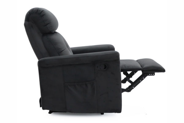 Ontspan fauteuil 'Wuhan' handmatig verstelbaar Stof Zwart - Afbeelding 6