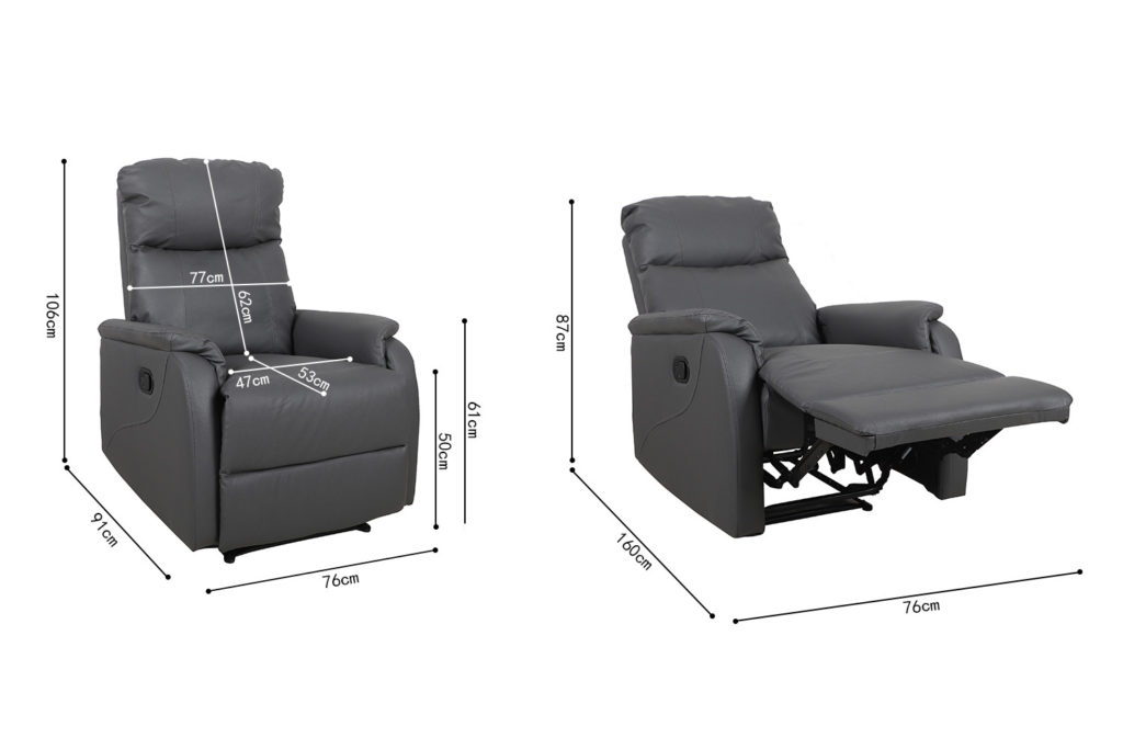 Ontspan fauteuil 'Tokio' handmatig verstelbaar PU Grijs - Afbeelding 7