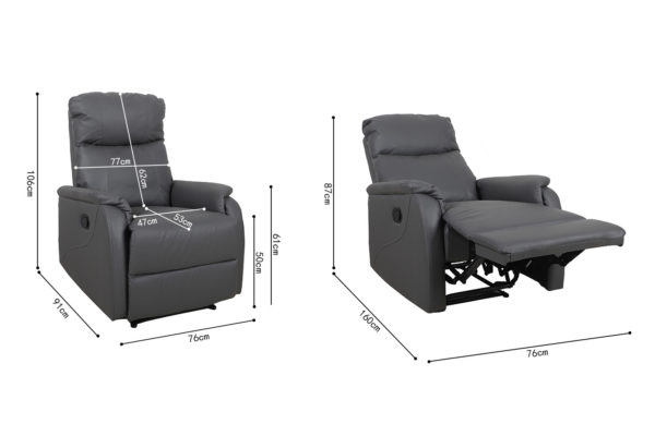 Ontspan fauteuil 'Tokio' handmatig verstelbaar PU Grijs - Afbeelding 7