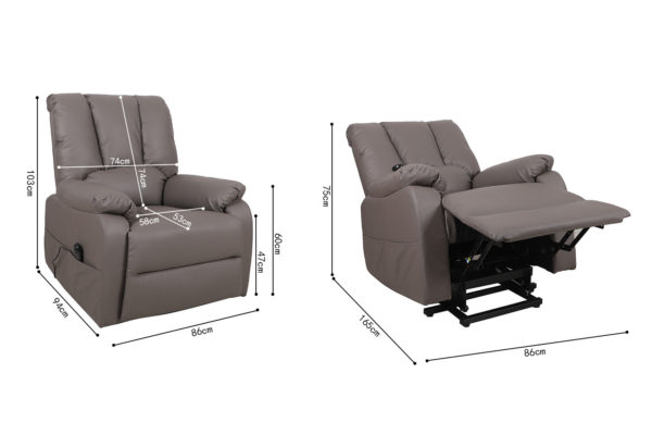 Elektrische Relaxfauteuil met lift 'Osaka' PU Taupe - Afbeelding 7