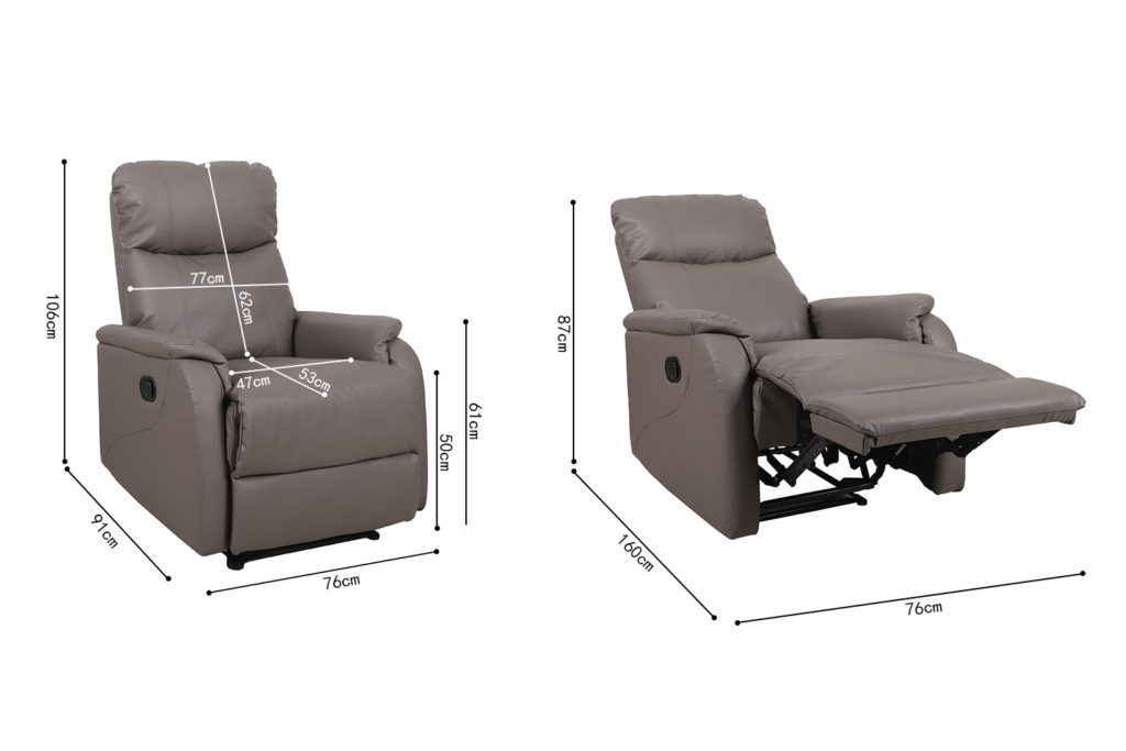 Ontspan fauteuil 'Tokio' handmatig verstelbaar PU Taupe - Afbeelding 7