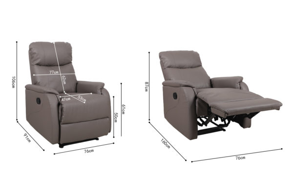 Ontspan fauteuil 'Tokio' handmatig verstelbaar PU Taupe - Afbeelding 7