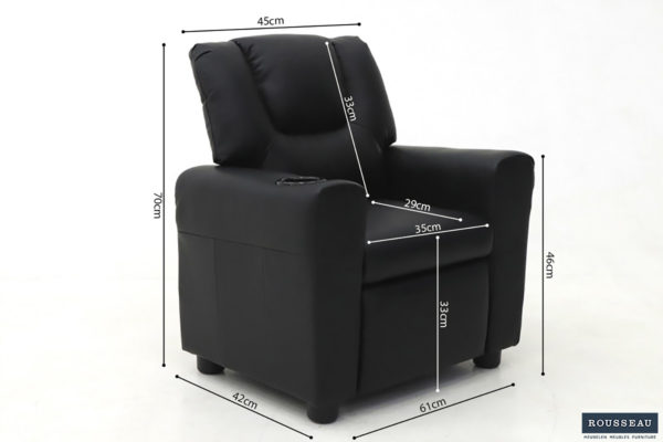 Mini-Relax fauteuil 'Renée' handmatig verstelbaar PU Zwart - Afbeelding 7