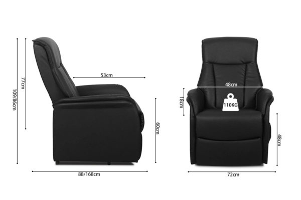 Elektrische Relaxfauteuil met lift 'Miami' PU Zwart - Afbeelding 8