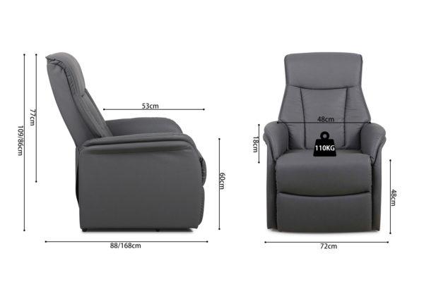 Elektrische Relaxfauteuil met lift 'Miami' PU Grijs - Afbeelding 8