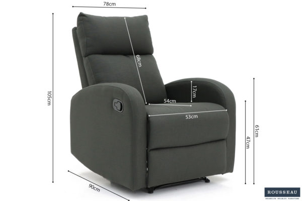 Ontspan fauteuil 'Frankrijk' handmatig verstelbaar Stof Grijs - Afbeelding 9